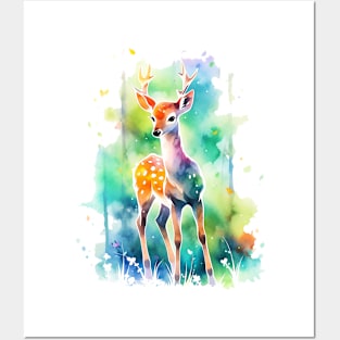 baby  deer  watercolor Posters and Art